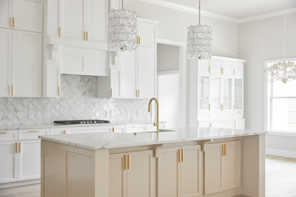 Kitchen with white color luxury wooden finished at Norman, OK