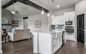 The modular kitchen with lighting in home from Landmark Fine Homes