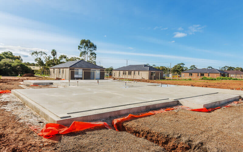 Residential home construction site under preparation in the Oklahoma City metro area