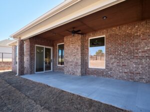 Spacious Brick patio of home with Drew floor plan in the Oklahoma City metro area.
