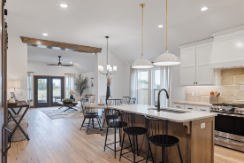 Open kitchen with dining area, well-maintained year-round in the Oklahoma City metro area.