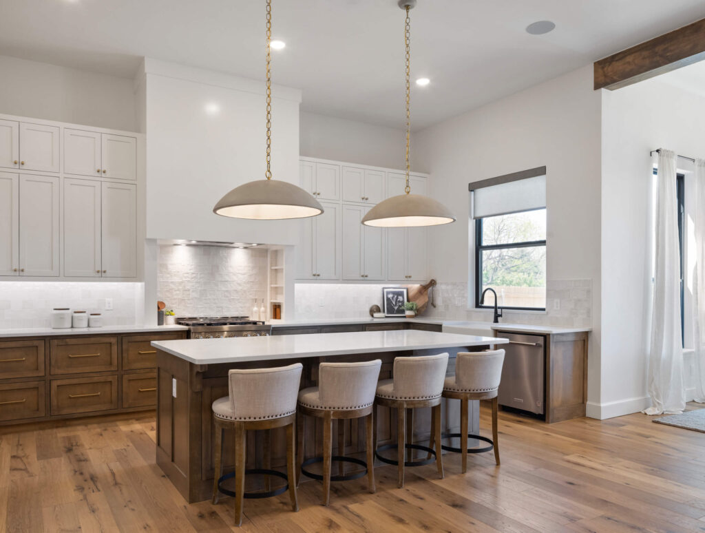 Contemporary brick house exterior and open lawn with ranger plan in the Oklahoma City metro area