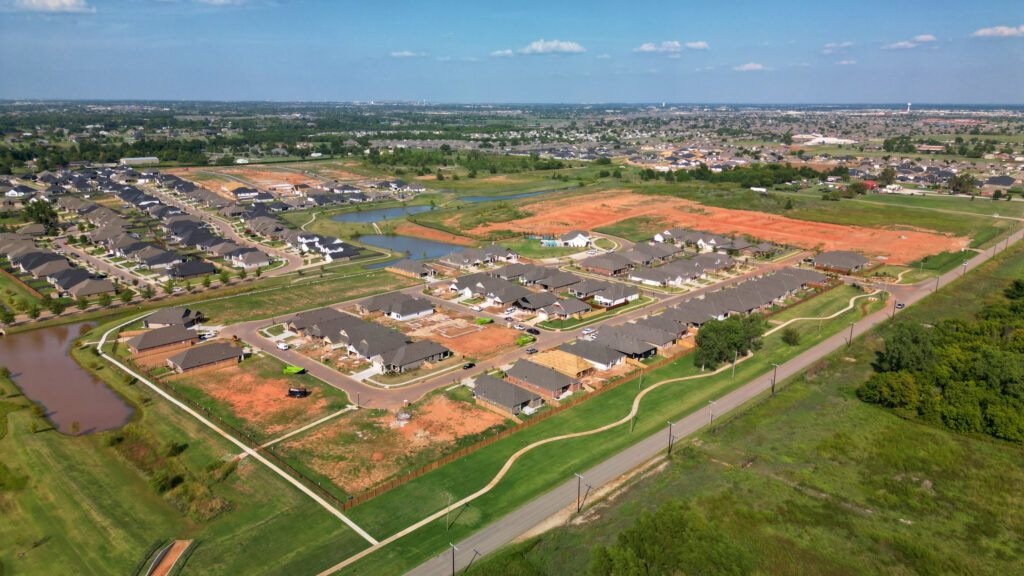 Aerial View Of a Residential Neighborhood In Oklahoma City Metropolitan Area 