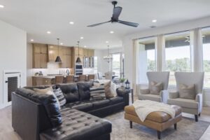 The living room of a house built by Landmark Fine Homes in Campfire Lane 2