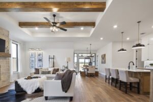 The living room of a custom-built house at Blue Mist Lane in Edmond, OK