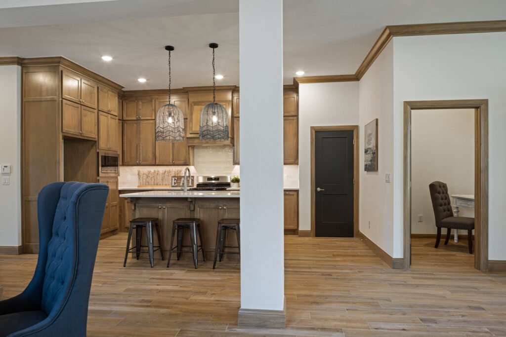 Kitchen & dining area of a residential home built by Landmark Fine Homes in Oklahoma City