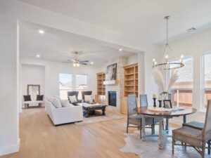 The spacious living room of a residential home built by Landmark Fine Homes in Edmond, OK
