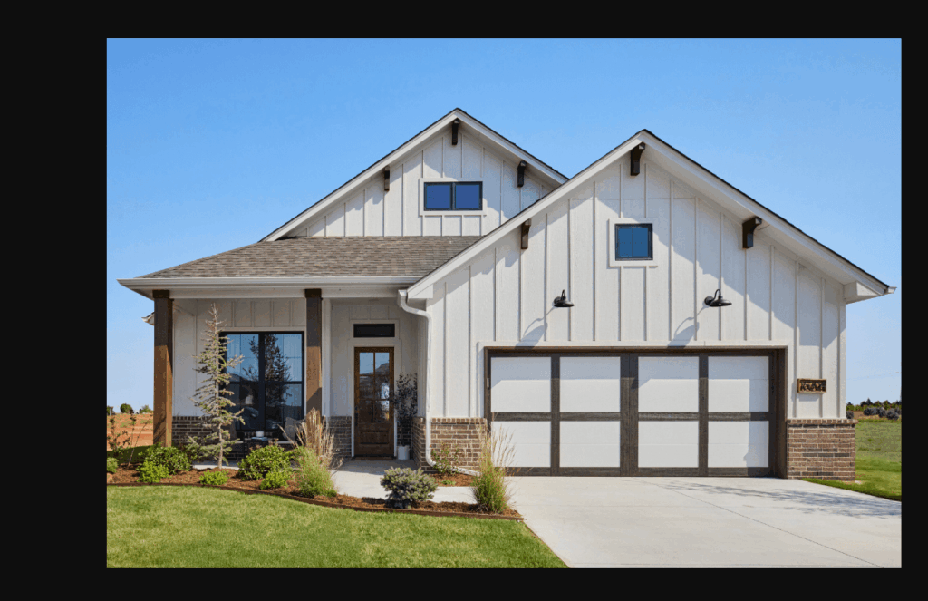 Modern white farmhouse-style home built after a long process in the Oklahoma City metro area